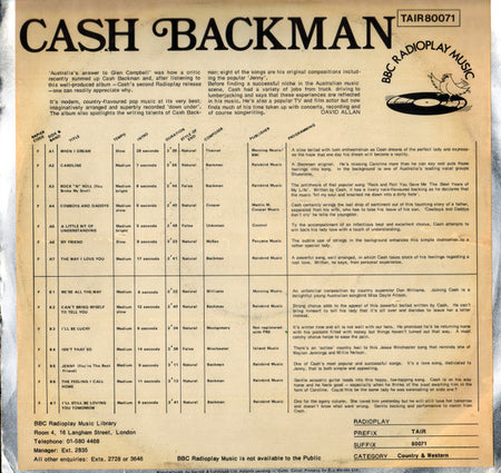 Cash Backman : Cash Backman  (LP, Ltd)