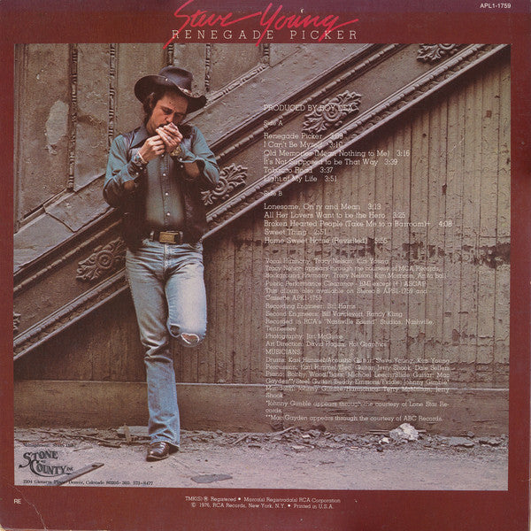 Steve Young (2) : Renegade Picker (LP, Album, Ind)