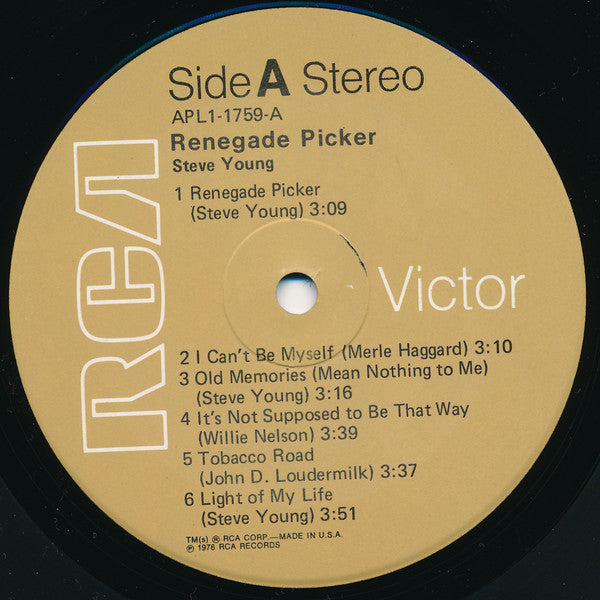 Steve Young (2) : Renegade Picker (LP, Album, Ind)