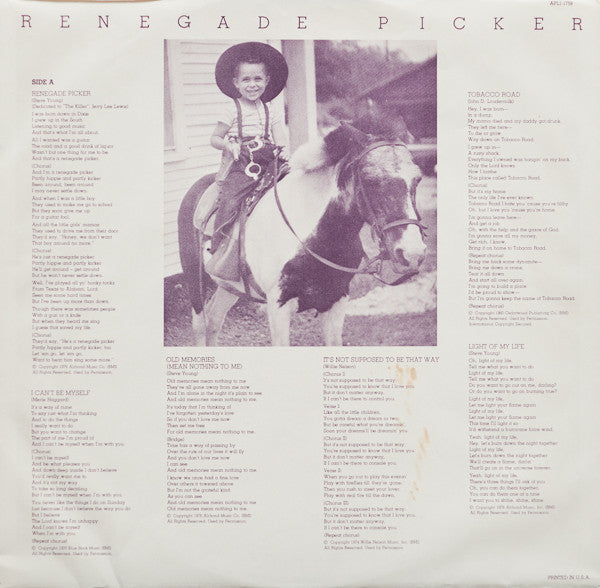 Steve Young (2) : Renegade Picker (LP, Album, Ind)