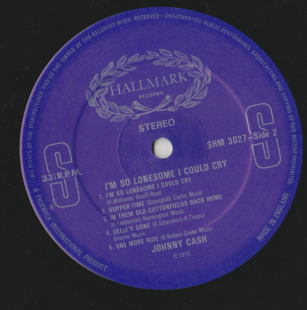Johnny Cash : I'm So Lonesome I Could Cry (LP, Comp)