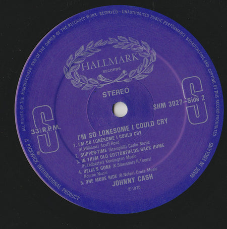 Johnny Cash : I'm So Lonesome I Could Cry (LP, Comp)