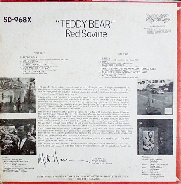 Red Sovine : Teddy Bear (LP, Album, RE, Ter)