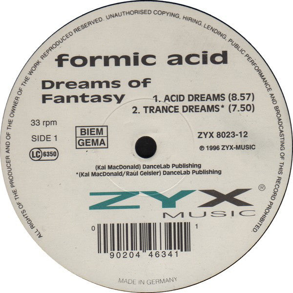 Formic Acid : Dreams Of Fantasy (12")