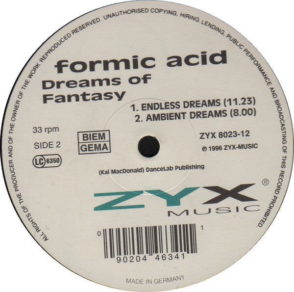 Formic Acid : Dreams Of Fantasy (12")