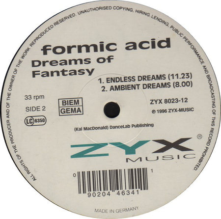 Formic Acid : Dreams Of Fantasy (12")