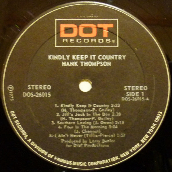 Hank Thompson : Kindly Keep It Country (LP, Album)