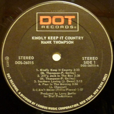 Hank Thompson : Kindly Keep It Country (LP, Album)