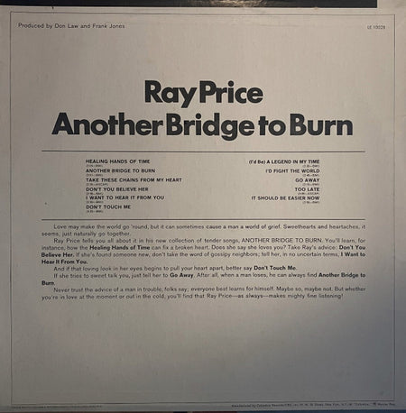 Ray Price : Another Bridge To Burn (LP, Album, RE)