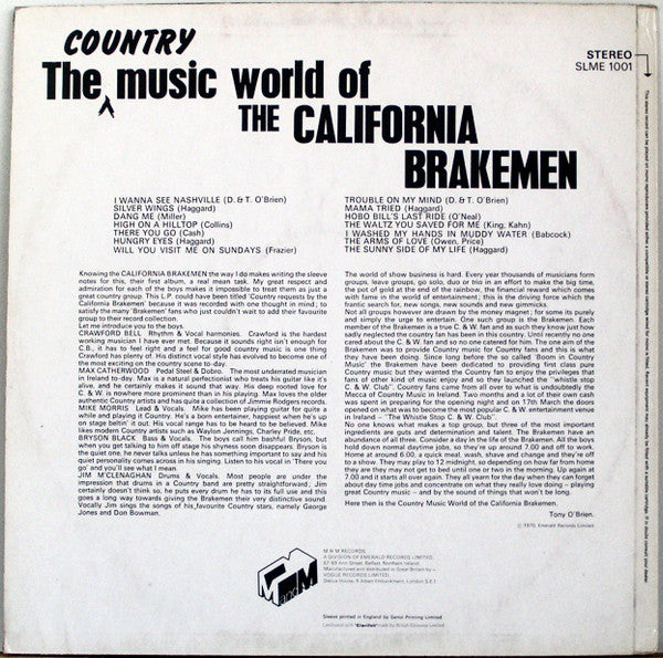 The California Brakemen : The Country Music World Of The California Brakemen (LP, Album)