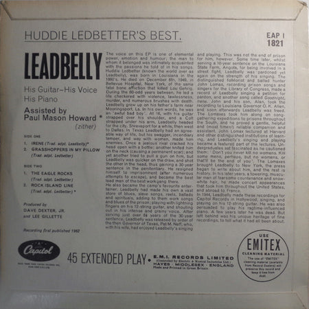 Leadbelly : Huddie Ledbetter's Best (7", EP, Mono)