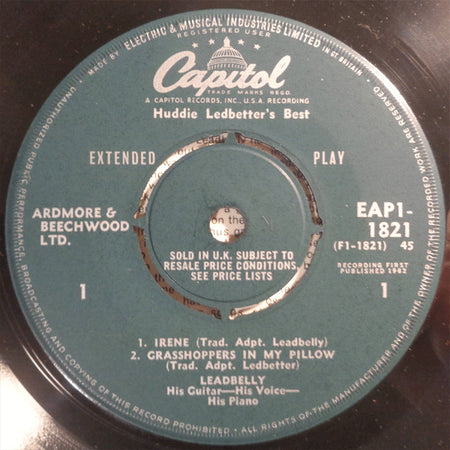 Leadbelly : Huddie Ledbetter's Best (7", EP, Mono)