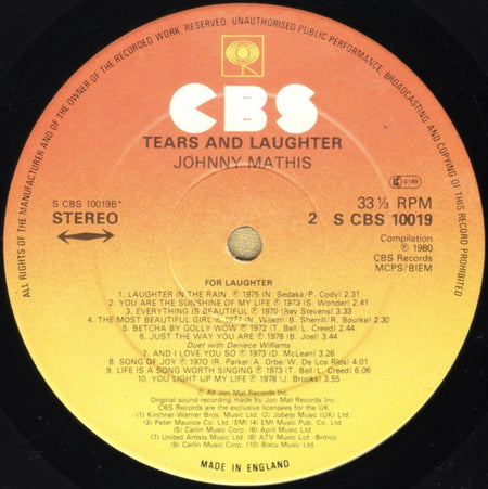 Johnny Mathis : Tears And Laughter (LP, Comp)