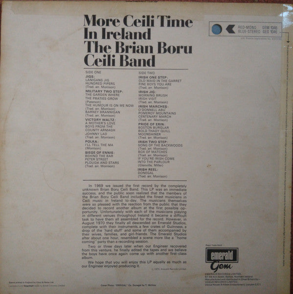 The Brian Boru Ceili Band : More Ceilidh Time In Ireland (LP, Album)