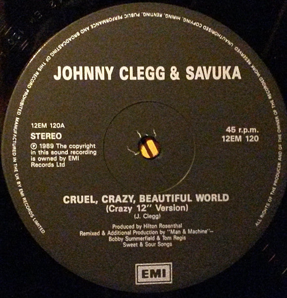 Johnny Clegg & Savuka : Cruel, Crazy, Beautiful World (12")