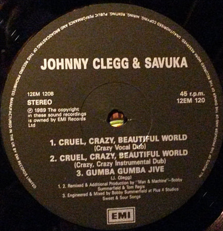 Johnny Clegg & Savuka : Cruel, Crazy, Beautiful World (12")