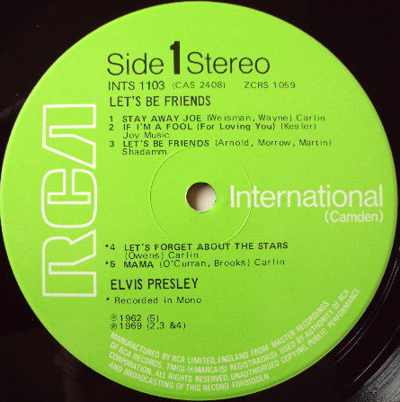 Elvis Presley : Let's Be Friends (LP, Album)