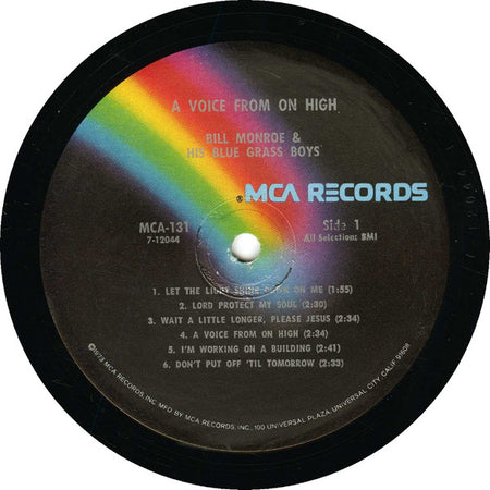 Bill Monroe And His Blue Grass Boys* : A Voice From On High (LP, Comp, RE, Bla)