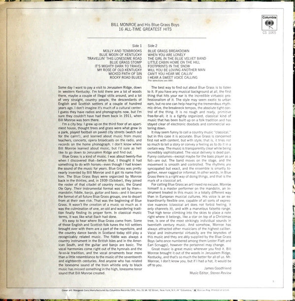 Bill Monroe And His Blue Grass Boys* : 16 All-Time Greatest Hits (LP, Comp, Rec)