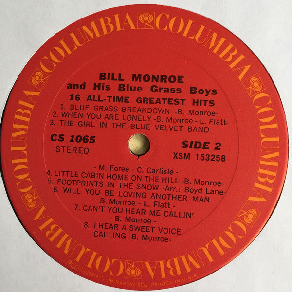 Bill Monroe And His Blue Grass Boys* : 16 All-Time Greatest Hits (LP, Comp, Rec)