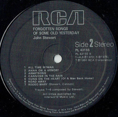 John Stewart (2) : Forgotten Songs Of Some Old Yesterday (LP, Comp)