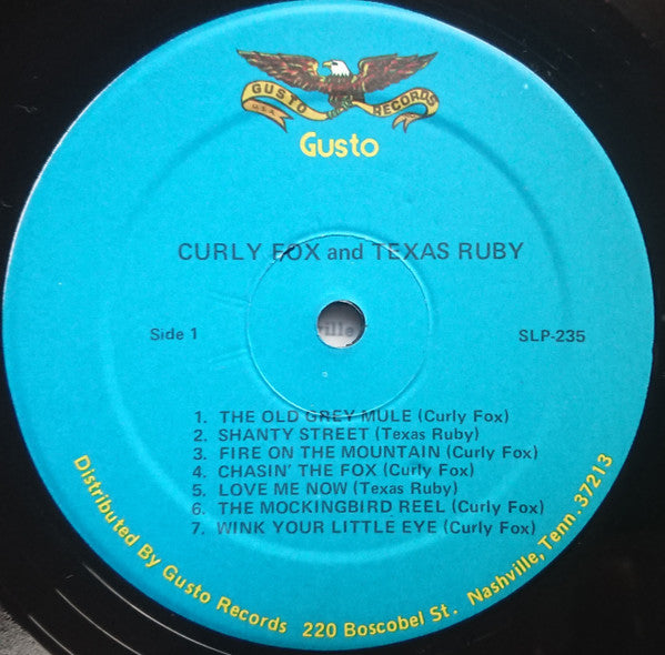 Curly Fox And Texas Ruby : Curly Fox And Texas Ruby (LP, Album, RE)