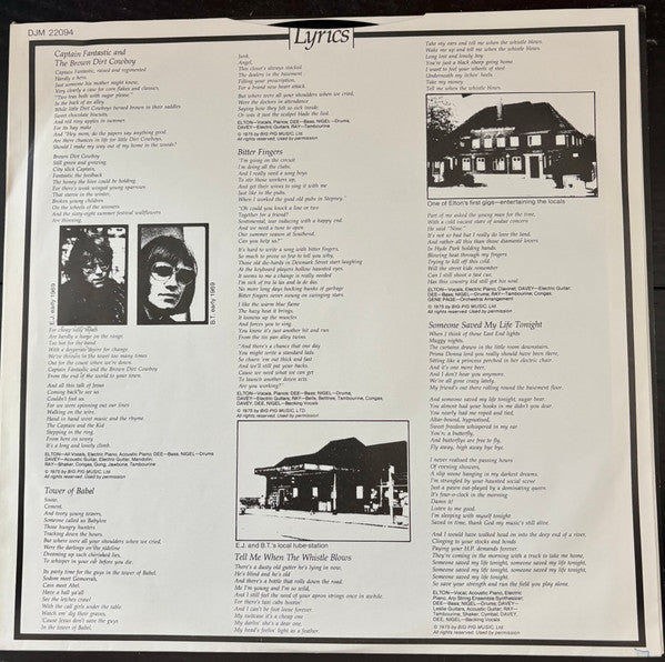 Elton John : Captain Fantastic And The Brown Dirt Cowboy (LP, Album, RE)
