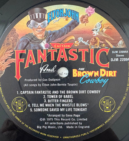 Elton John : Captain Fantastic And The Brown Dirt Cowboy (LP, Album, RE)