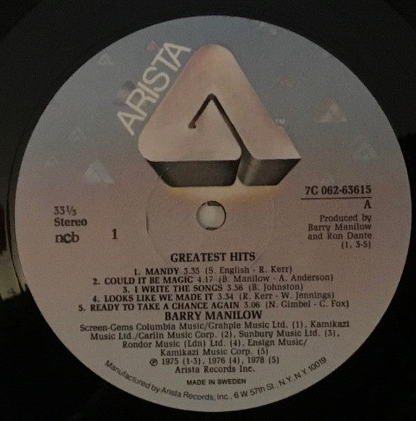 Barry Manilow : Greatest Hits (LP, Comp, Gat)