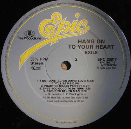Exile (7) : Hang On To Your Heart (LP, Album)