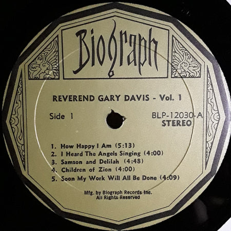 Reverend Gary Davis* : Volume 1 - New Blues And Gospel (LP, Album, RE)