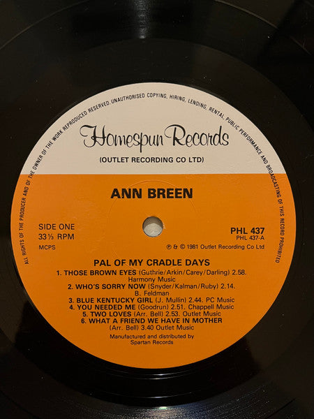 Ann Breen : Pal Of My Cradle Days (LP, Album)