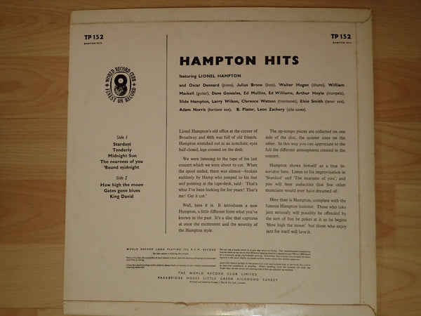 Lionel Hampton : Hampton Hits (LP, Mono, RE)