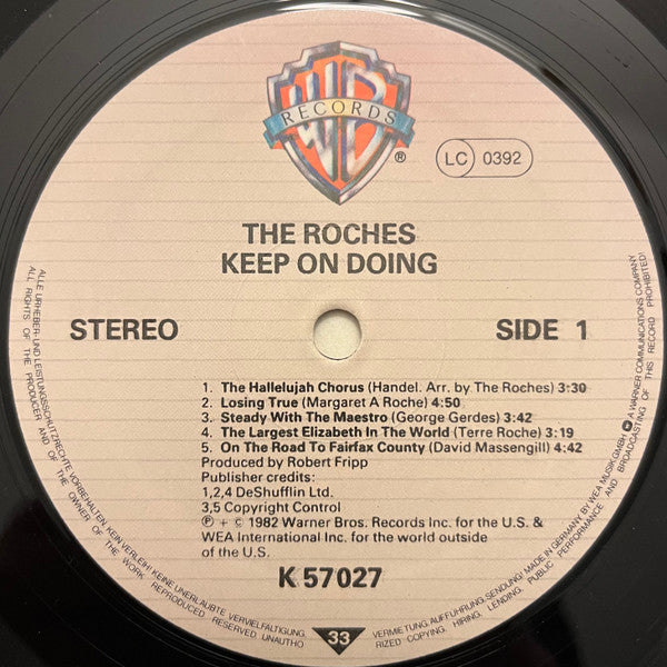 The Roches : Keep On Doing (LP, Album)