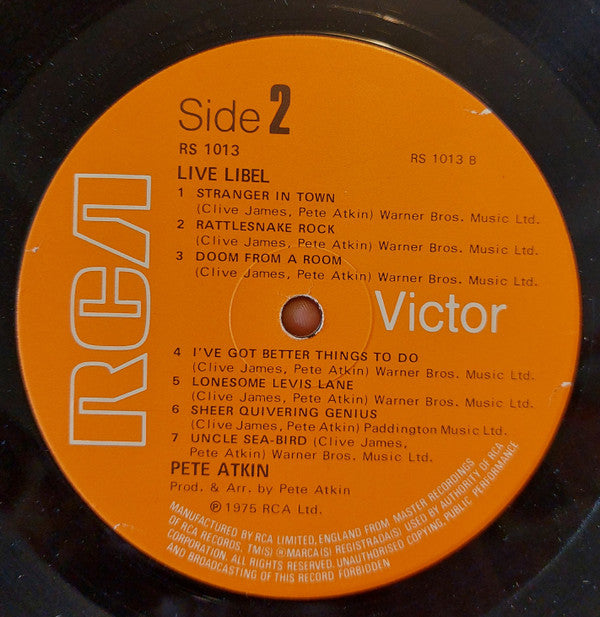 Pete Atkin : Live Libel (LP, Album)