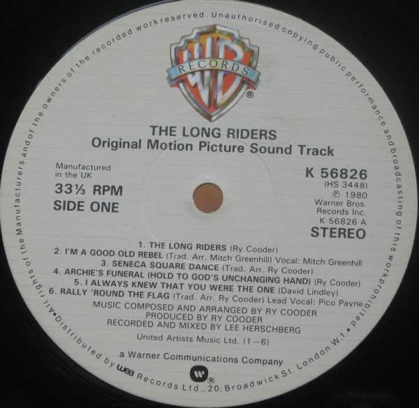 Ry Cooder : The Long Riders (Original Sound Track) (LP, Album)