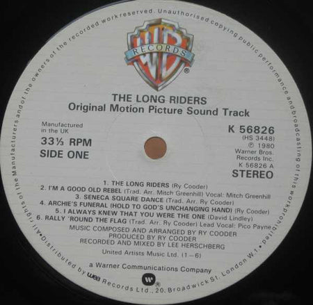 Ry Cooder : The Long Riders (Original Sound Track) (LP, Album)