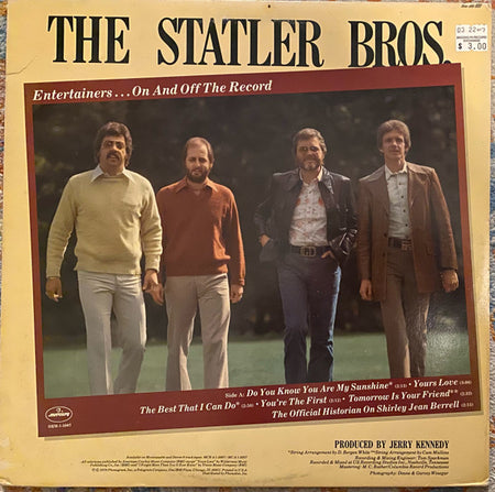 The Statler Brothers : Entertainers...On And Off The Record (LP)