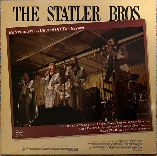 The Statler Brothers : Entertainers...On And Off The Record (LP)