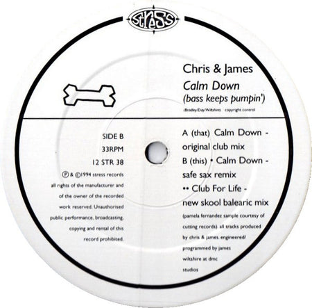Chris & James : Calm Down (Bass Keeps Pumpin') (12", Single)