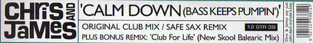 Chris & James : Calm Down (Bass Keeps Pumpin') (12", Single)