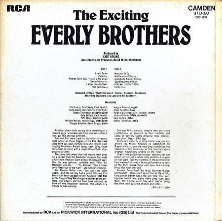 Everly Brothers : The Exciting Everly Brothers (LP, Album, RE)