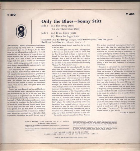 Sonny Stitt : Only The Blues (LP, Album, Mono, RE)