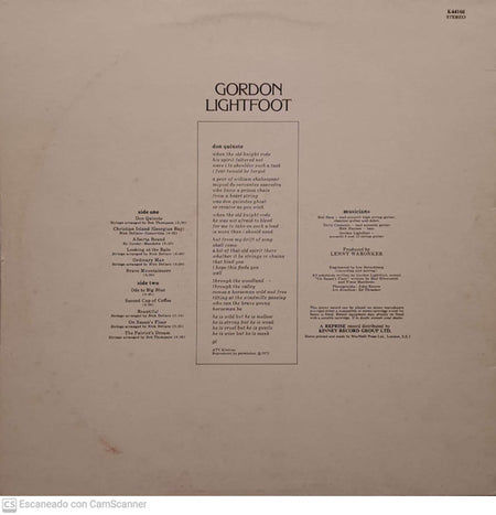 Gordon Lightfoot : Don Quixote (LP, Album)