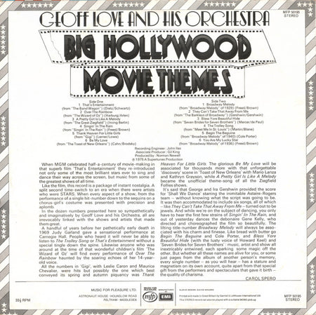 Geoff Love & His Orchestra : Big Hollywood Movie Themes (LP)
