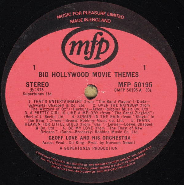 Geoff Love & His Orchestra : Big Hollywood Movie Themes (LP)