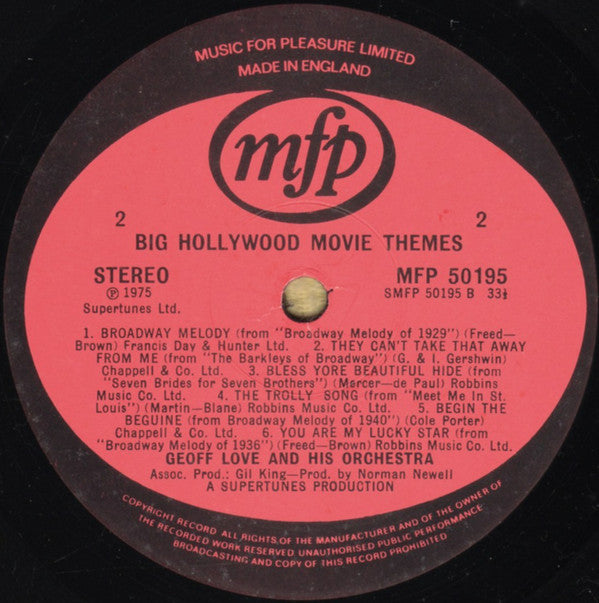 Geoff Love & His Orchestra : Big Hollywood Movie Themes (LP)