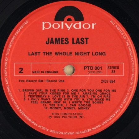 James Last : Last The Whole Night Long: 50 Non-Stop Party Greats From James Last. (2xLP, Comp, RM)