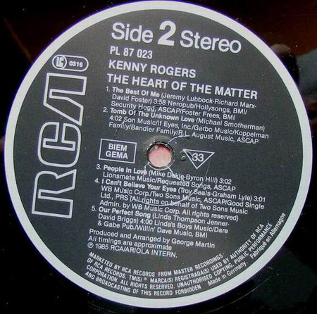 Kenny Rogers : The Heart Of The Matter (LP, Album)