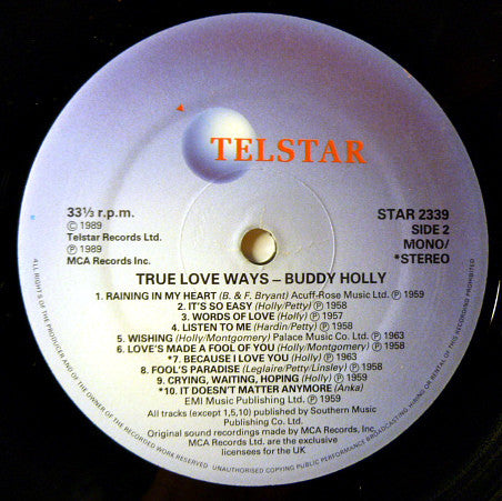 Buddy Holly : True Love Ways (LP, Comp)